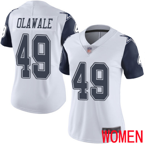 Women Dallas Cowboys Limited White Jamize Olawale #49 Rush Vapor Untouchable NFL Jersey->women nfl jersey->Women Jersey
